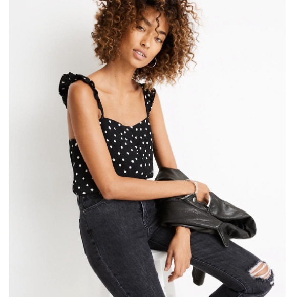 NWT Madewell Ruffle-Strap Cami Top in Painted Dots